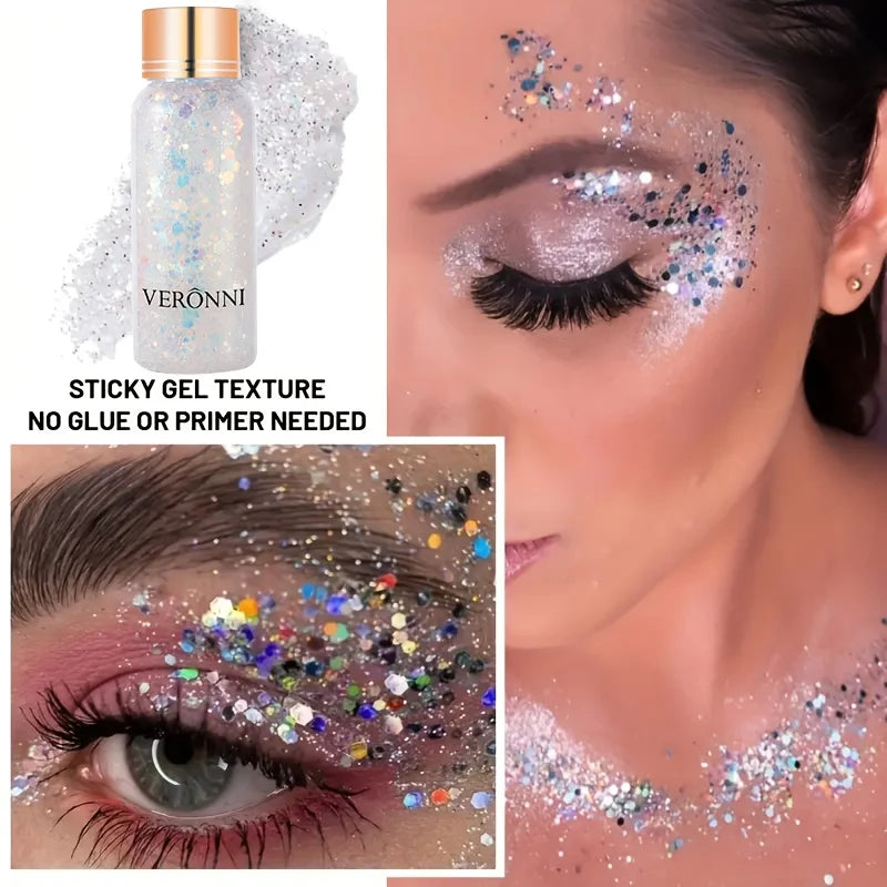 Face and Body Glitter Makeup Set with Application Brush - 9