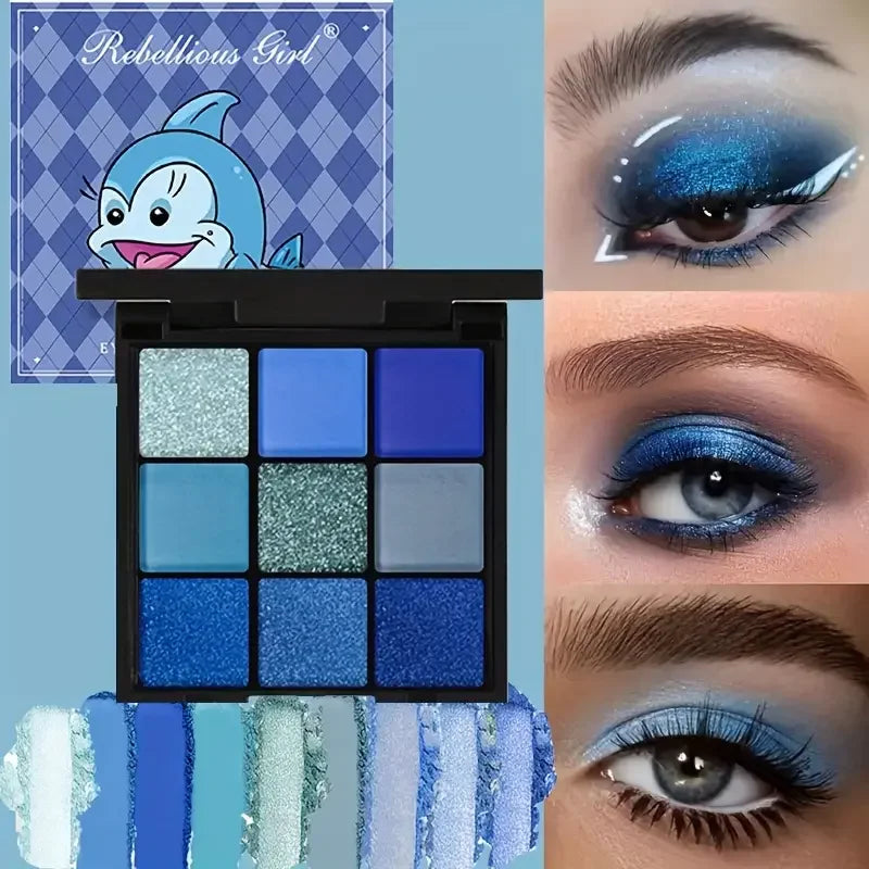 9-Color Blue Eyeshadow Palette for Bold Eye Looks - 4