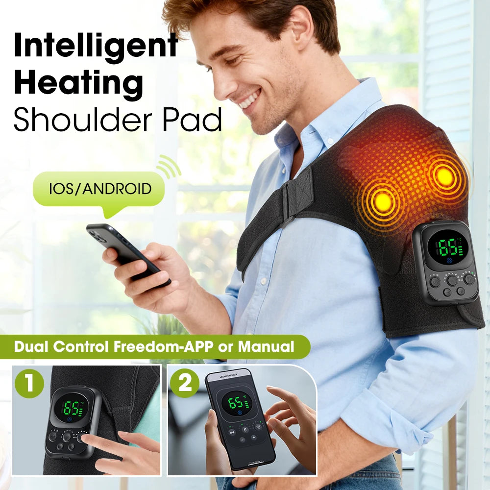 Cordless Heated Shoulder Massage Brace with App Control