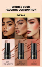 3-Piece Cream Contouring and Highlighting Makeup Stick Set