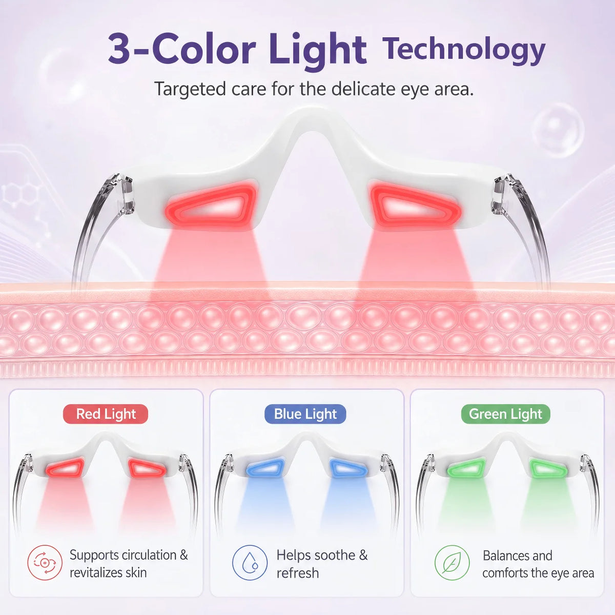 LED Red Light Therapy Eye Massager for Puffiness and Dark Circles