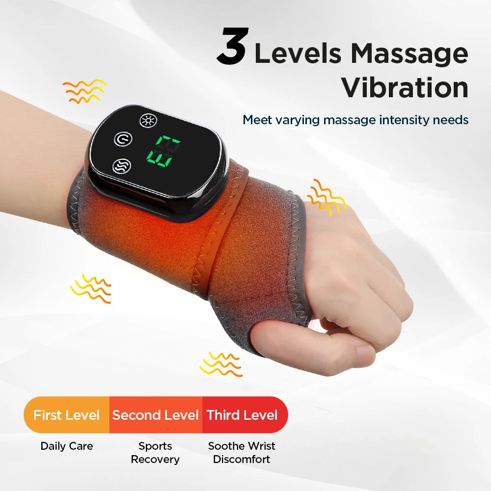 Heated Vibrating Wrist Support Wrap for Pain Relief