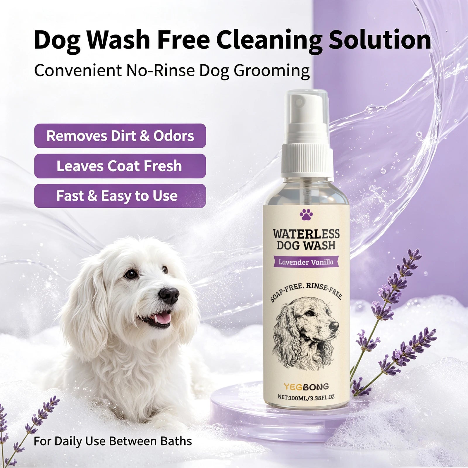 Waterless Dog Shampoo Spray for Quick Cleaning - 10
