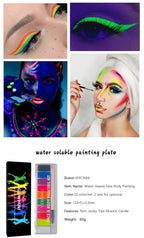 10-Color UV Glow Face and Body Paint Palette
