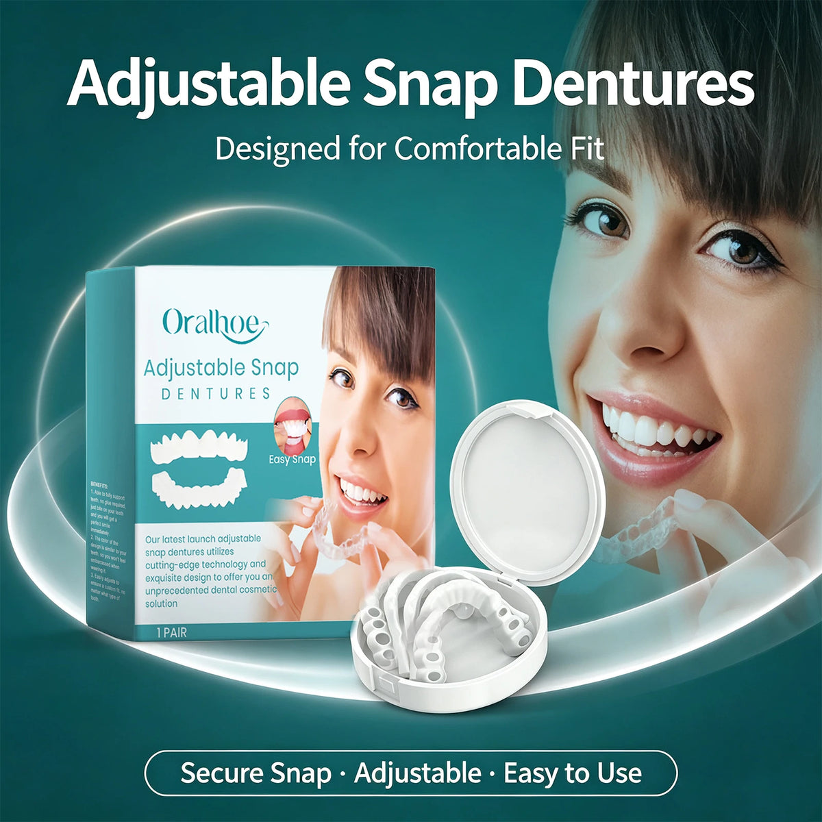 Adjustable Snap-On Cosmetic Dentures for Smile Restoration