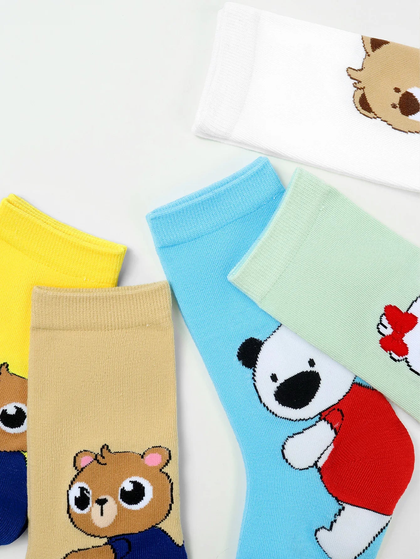 Cute Teddy Bear Print Crew Socks for Women - 3