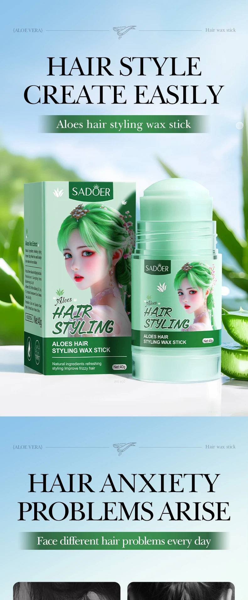 Anti-Frizz Hair Styling Wax Stick for Sleek Hairstyles - 16