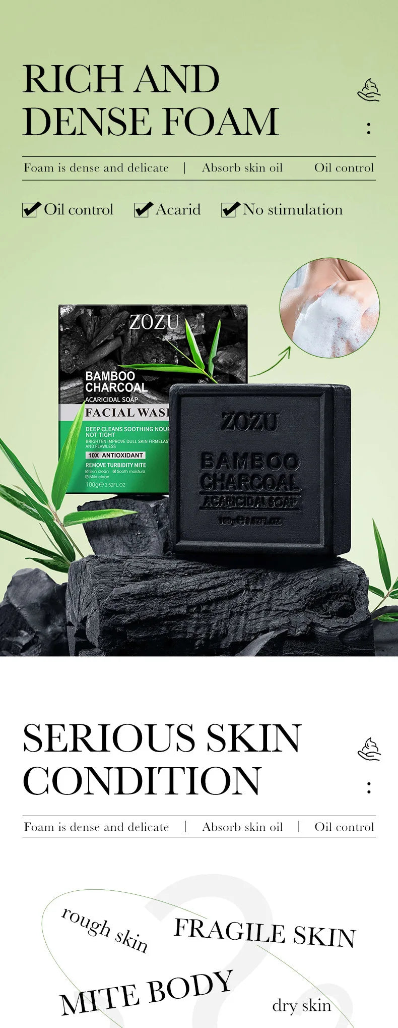 Deep Cleansing Bamboo Charcoal Exfoliating Bath Soap