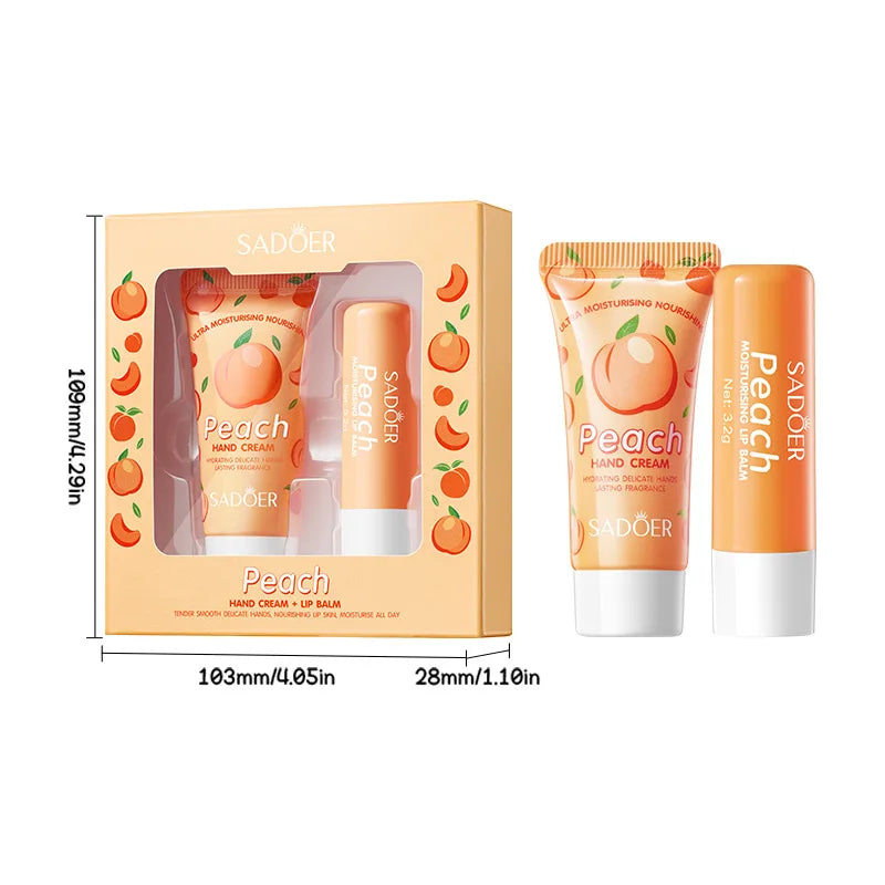Moisturizing Peach Hand Cream and Lip Balm Set - 16
