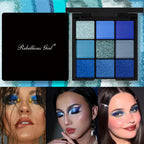 9-Color Blue Eyeshadow Palette for Festivals and Parties