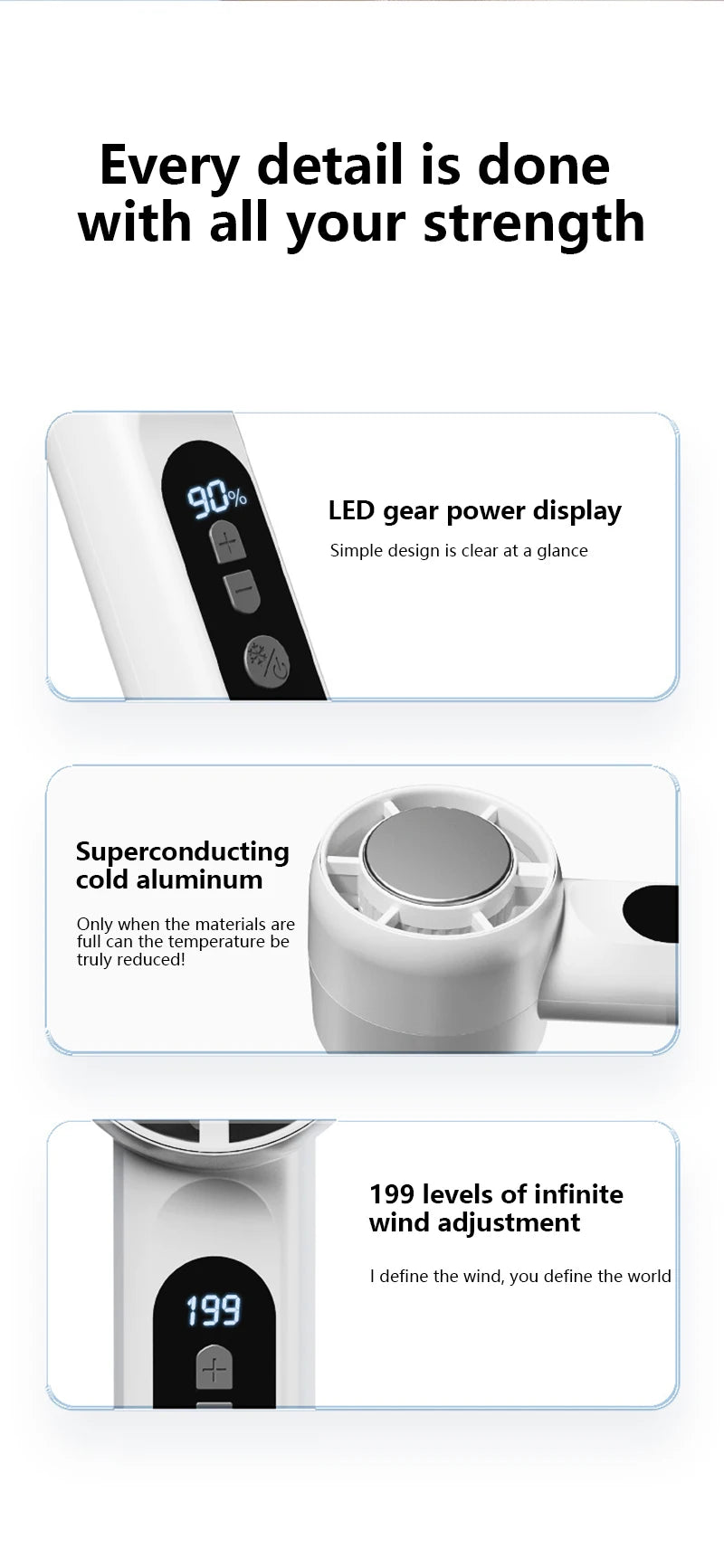 Portable Handheld Ice Cooling Turbo Fan with LED Display - 17