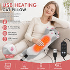 USB Heated Cat Plush Pillow for Hand Warming and Relaxation