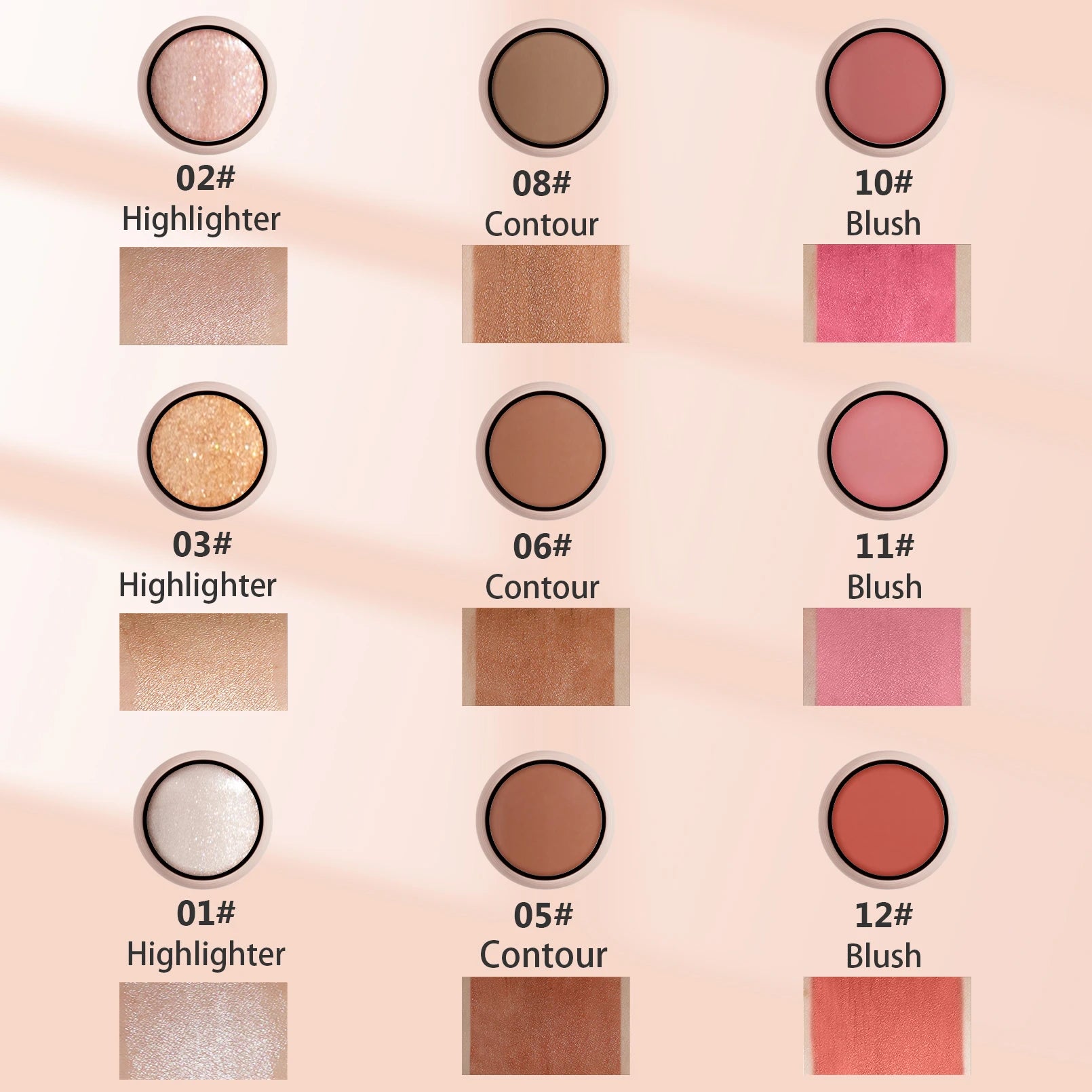 3-Piece Face Contouring and Highlighting Makeup Set - 6