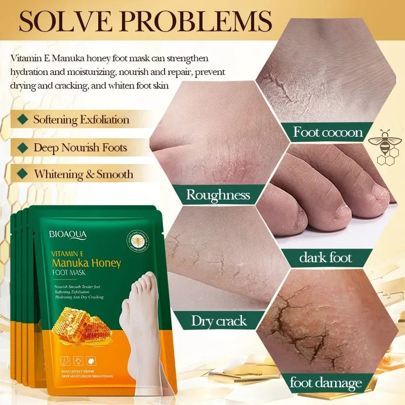 Vitamin E & Manuka Honey Moisturizing Foot Mask