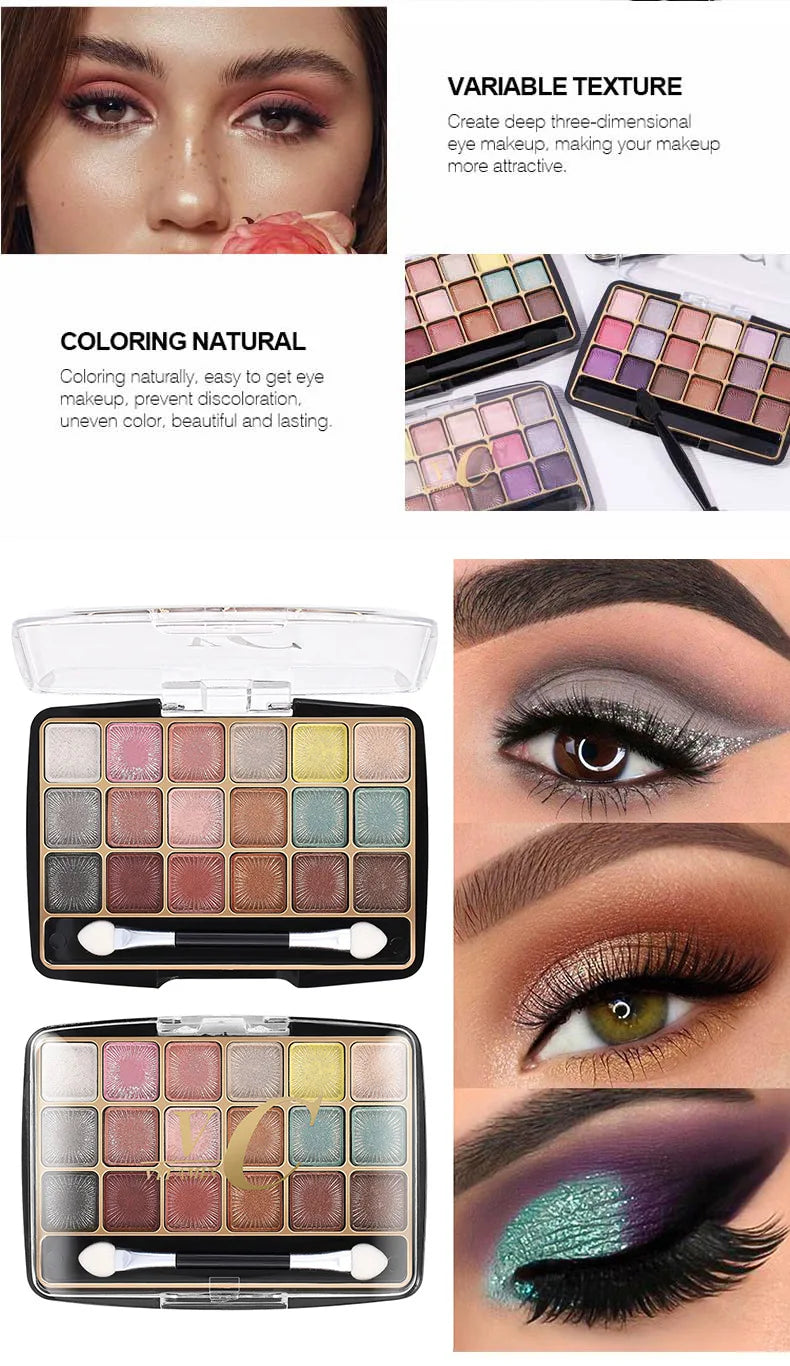 18-Color Glitter and Matte Eyeshadow Makeup Palette - 9