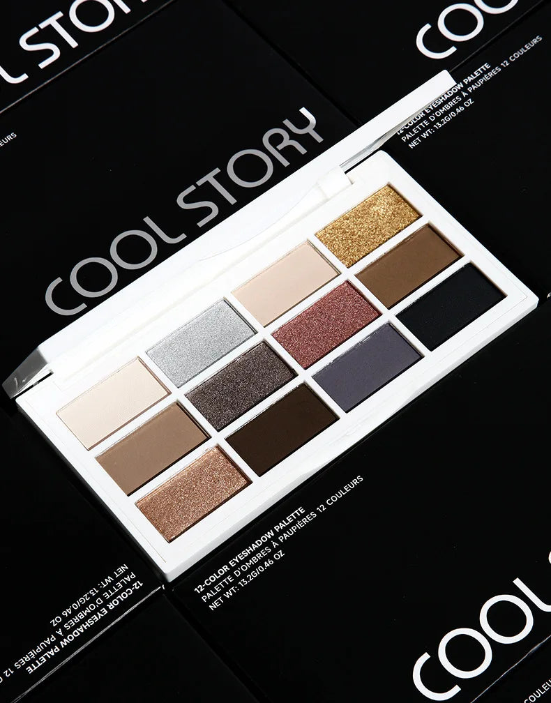 12-Color Neutral Eyeshadow Palette for Smoky and Party Looks