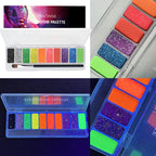 10-Color Neon UV Glow-in-the-Dark Face and Eye Makeup Palette