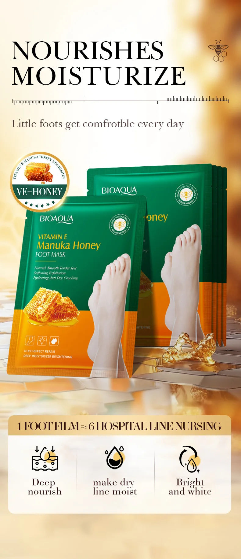Vitamin E Manuka Honey Moisturizing Foot Mask