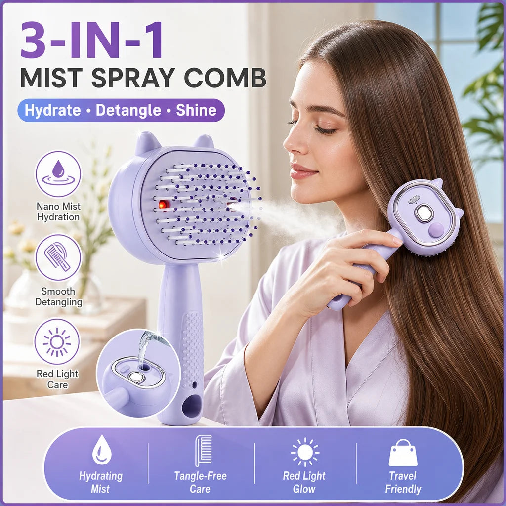 3-in-1 Hydrating Steam Hair Brush and Scalp Massager - 1
