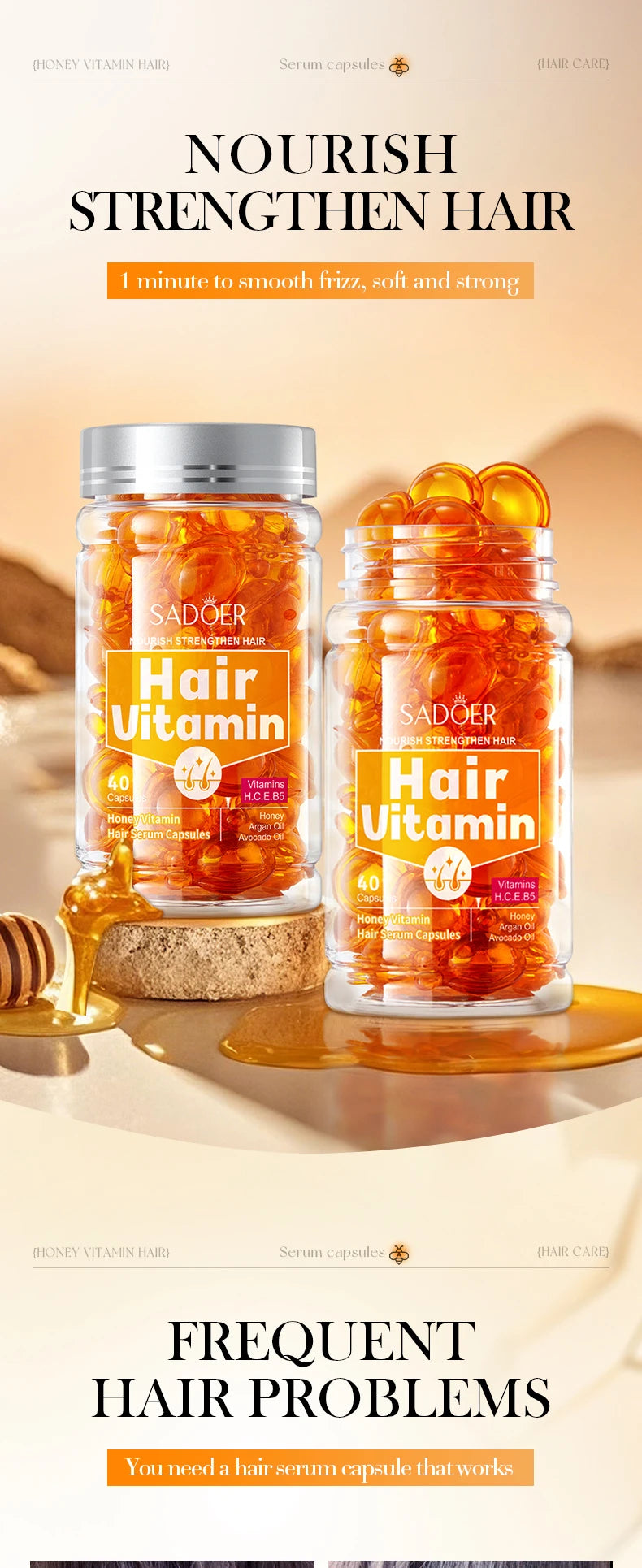 Hair Repair Vitamin Serum Capsules for Smooth Frizzy Hair - 7