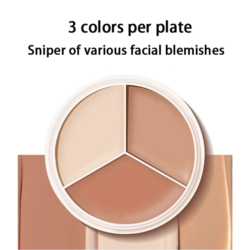 3-Color Cream Concealer Palette for Blemishes and Dark Circles