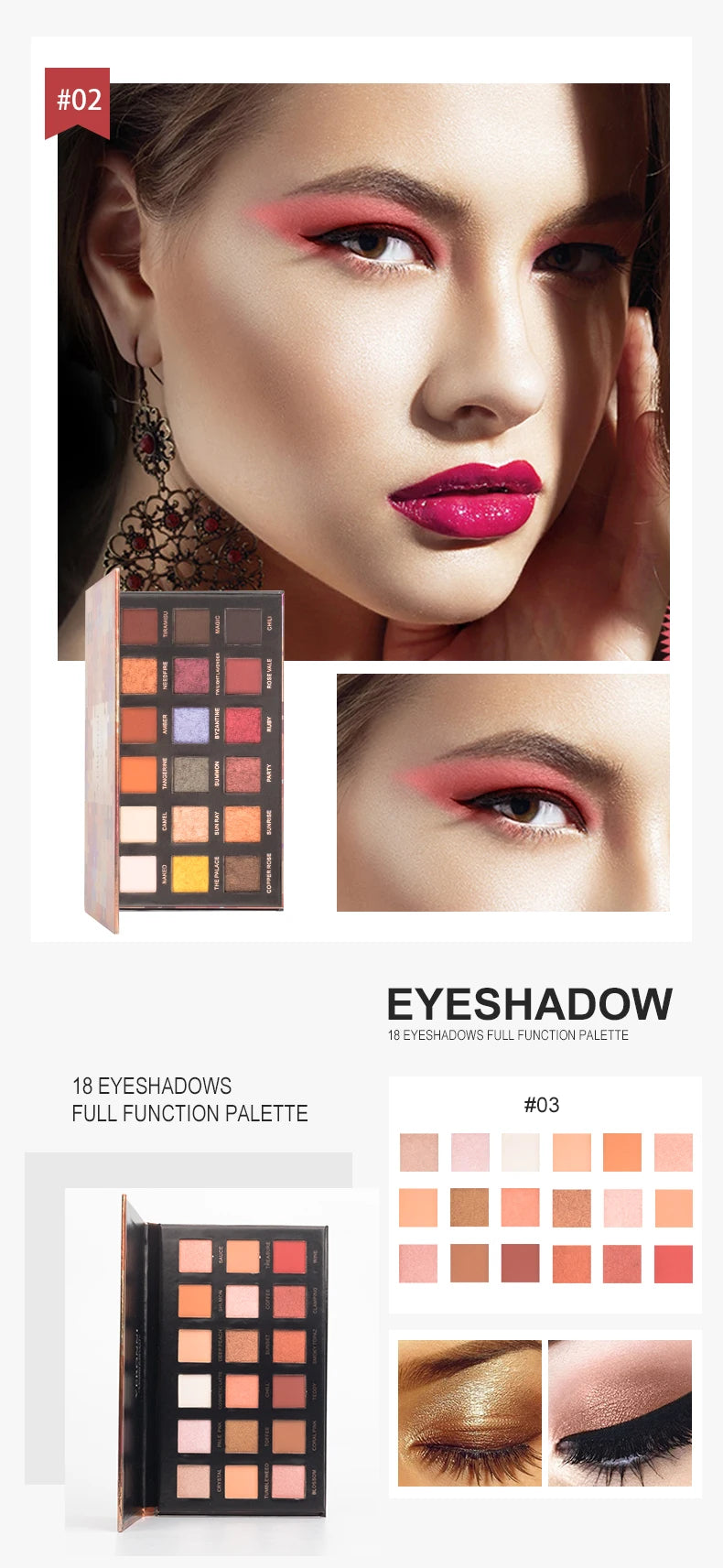 18-Color Waterproof Long-Lasting Eyeshadow Palette - 9