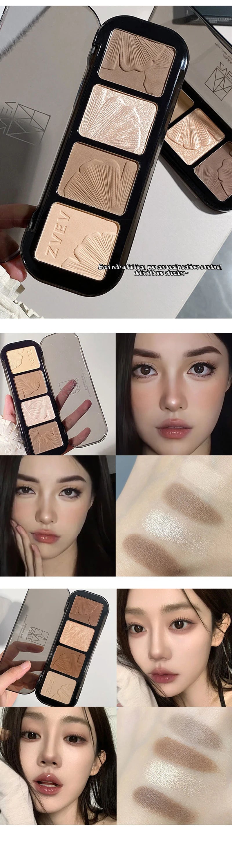 4-Color Sculpting Contour and Highlighter Palette - 7