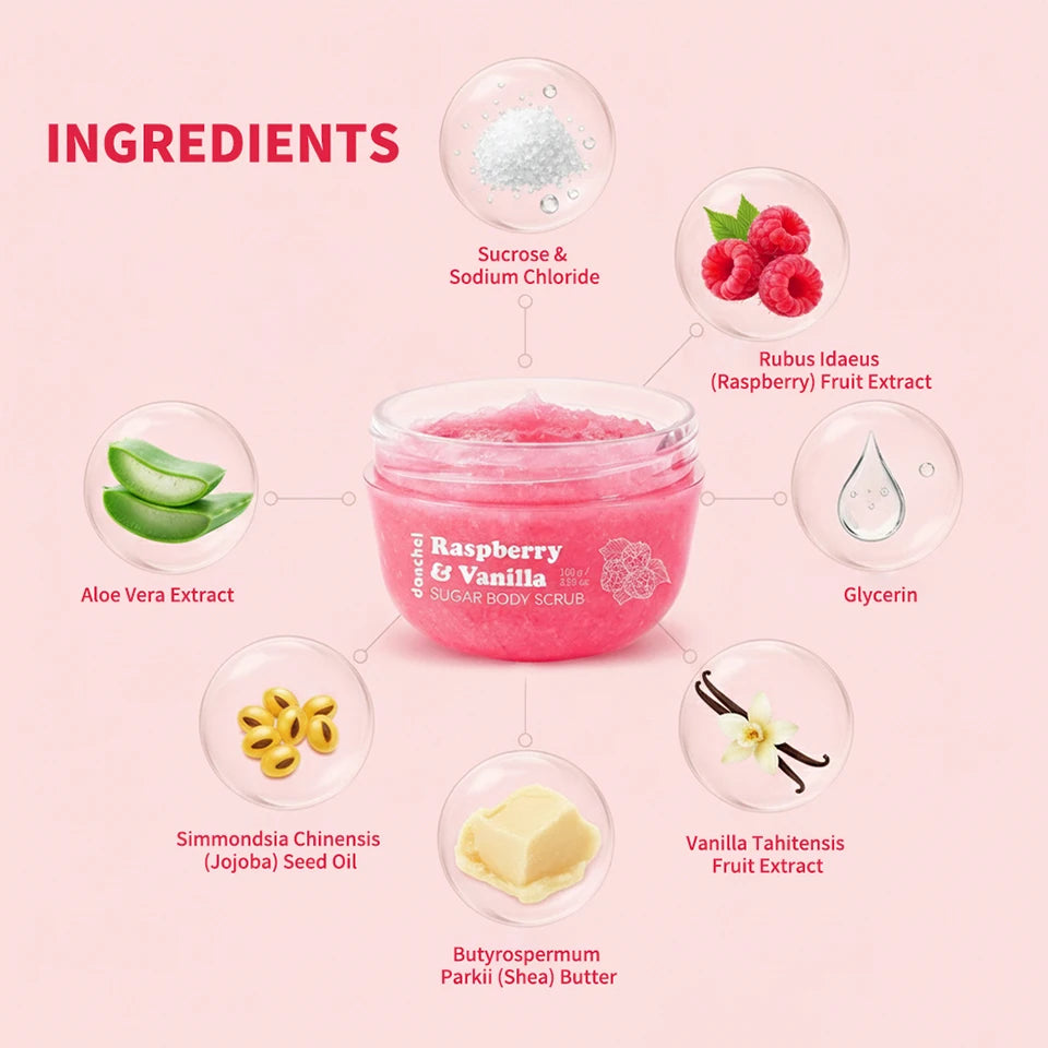 Raspberry Vanilla Sugar Body Scrub for Smooth Exfoliated Skin