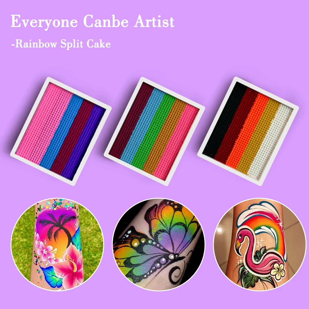 Rainbow Striped Face and Body Paint Palette - 12