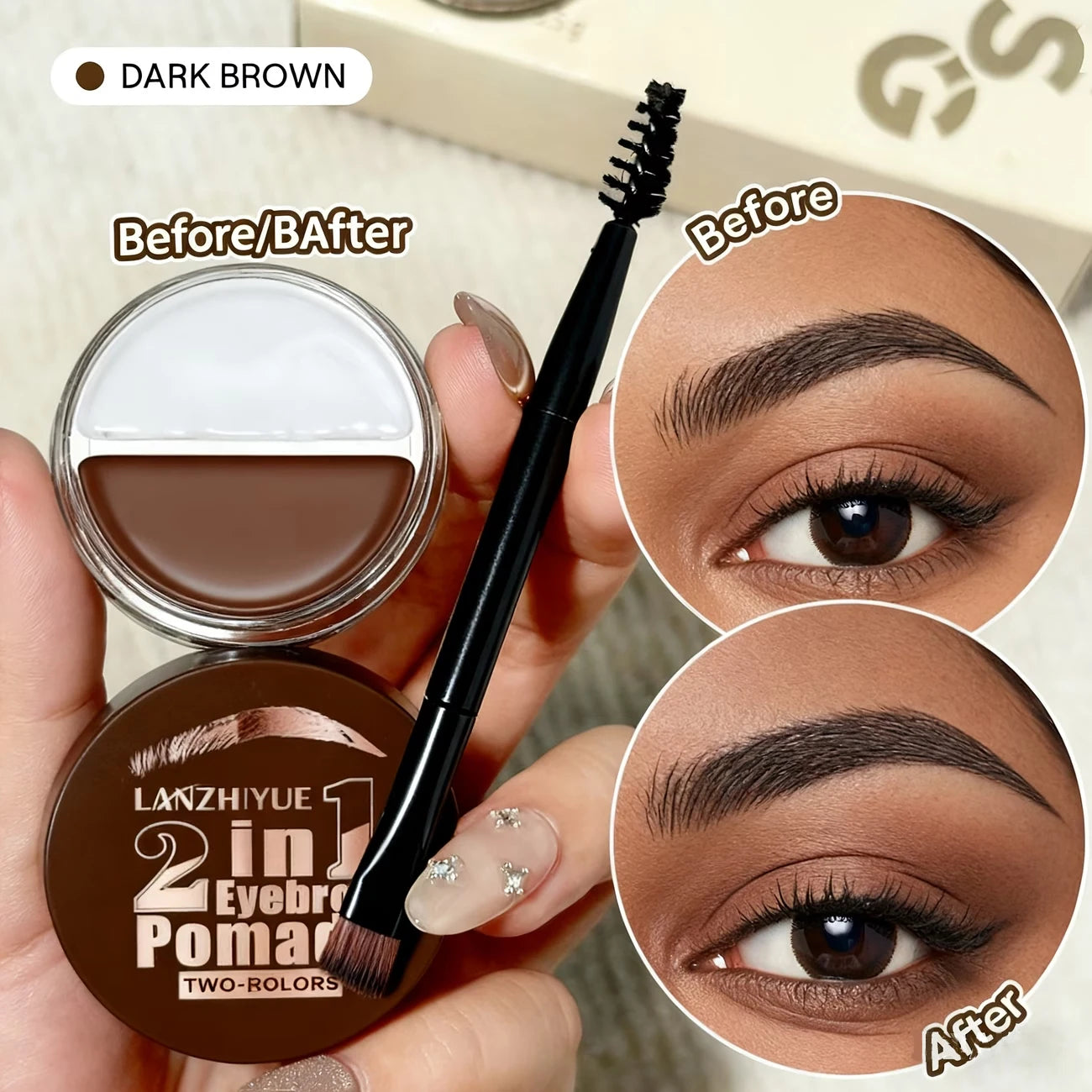 Waterproof 2-in-1 Dual Color Eyebrow Enhancer Gel - 2
