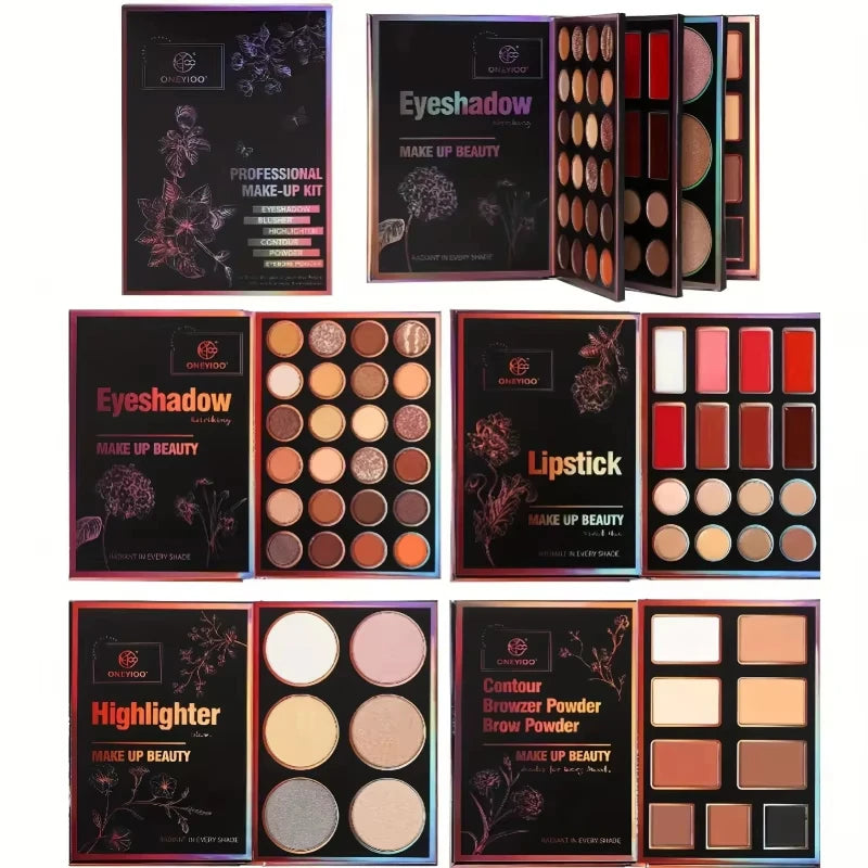 55-Color Professional Eyeshadow, Highlighter and Lip Gloss Palette