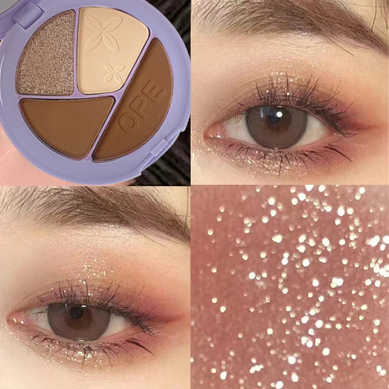 4-Color Earth Tone Eyeshadow Palette for Beginners