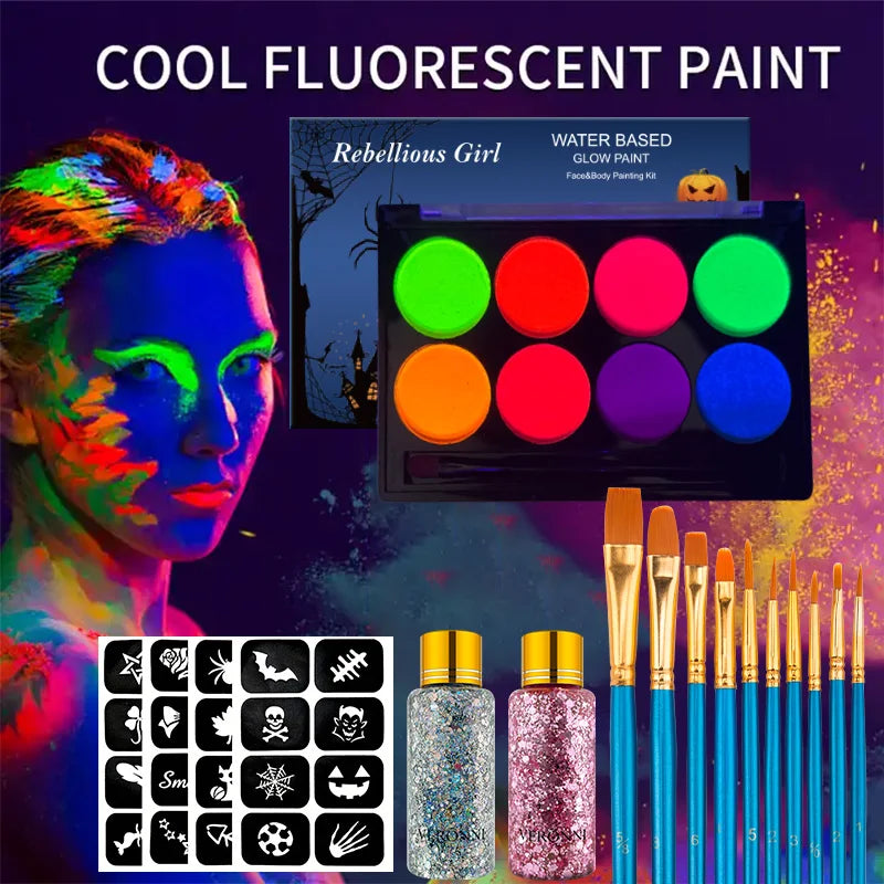 UV Glow Fluorescent Face and Body Paint Kit