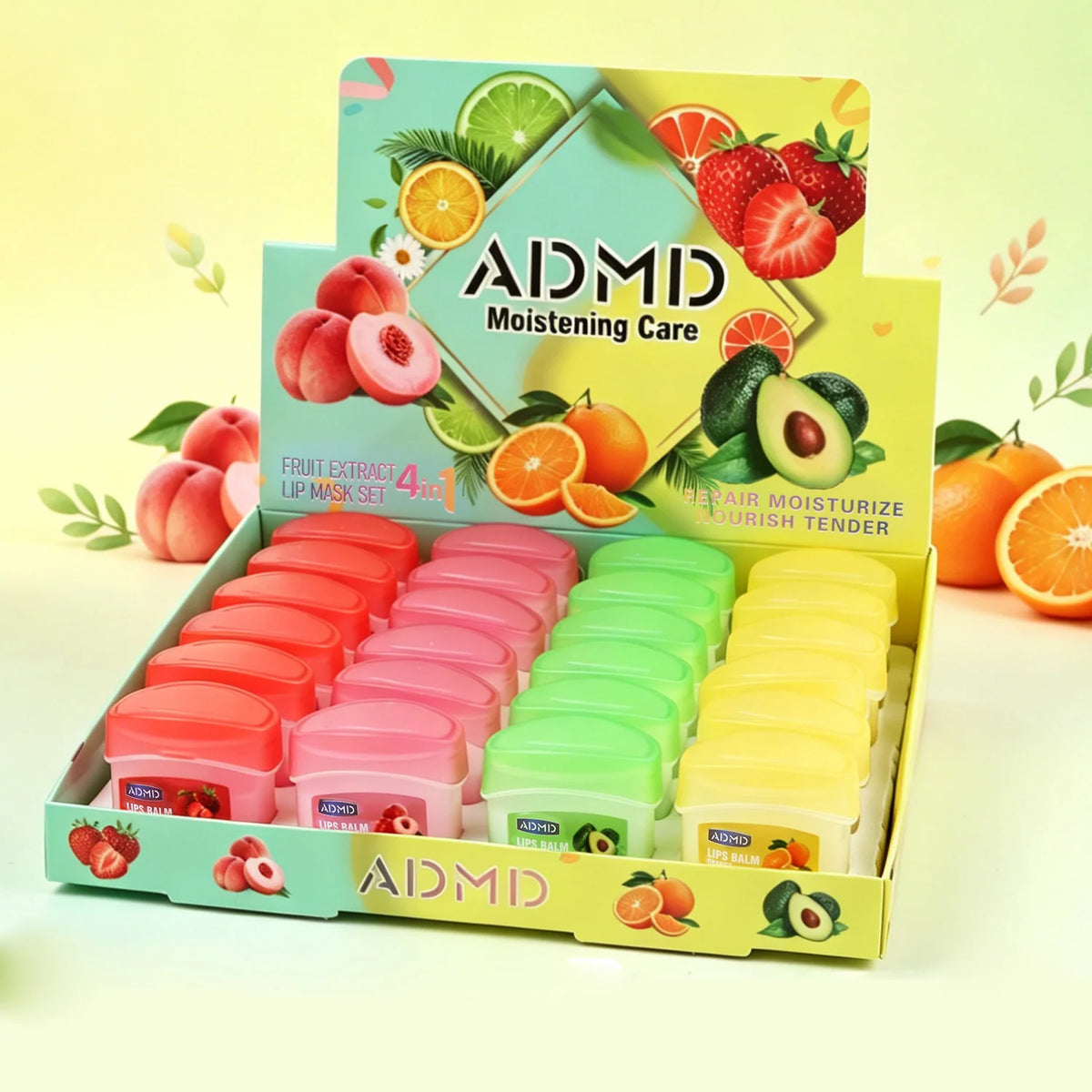 24-Piece Fruit Extract Moisturizing Lip Balm Set