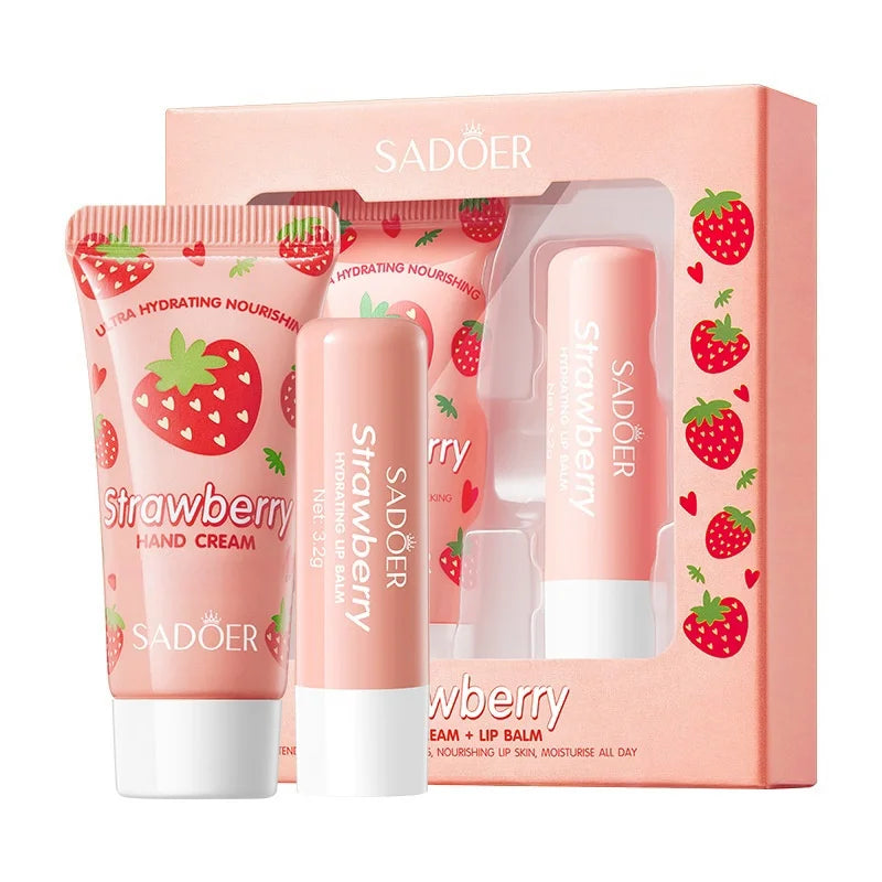 Strawberry Nourishing Hand Cream and Lip Balm Duo Set