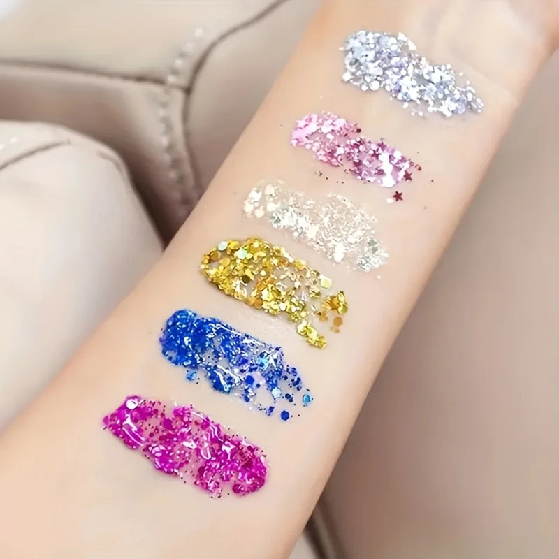 Face and Body Glitter Makeup Set with Application Brush