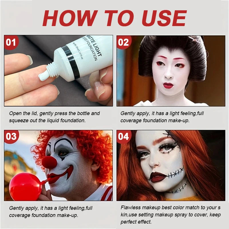 Pure White Liquid Foundation for Stage Makeup and Special Effects