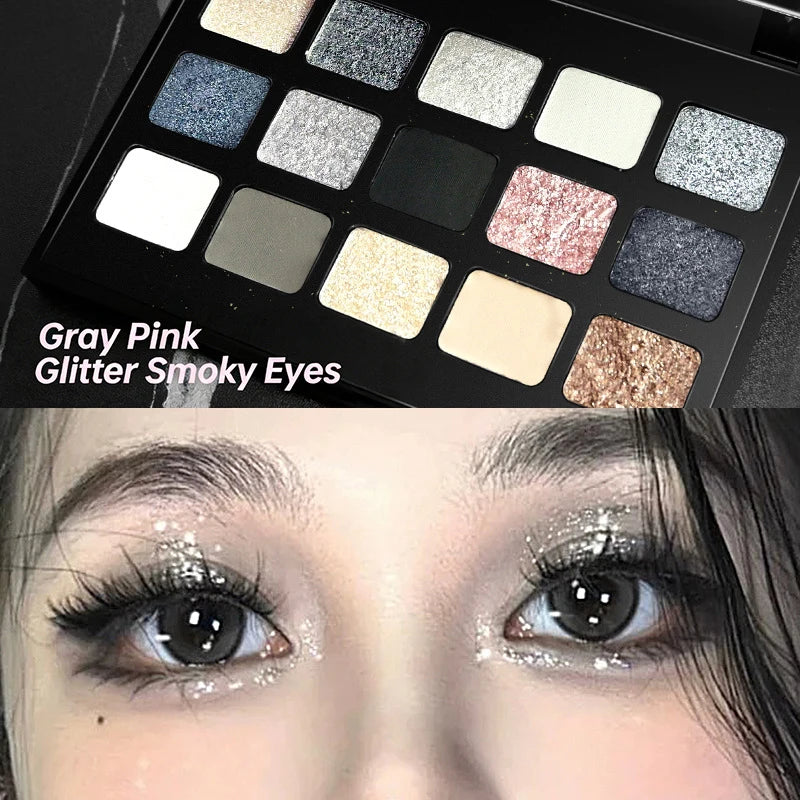 15-Color Smokey Eyeshadow Palette for Dramatic Eye Makeup