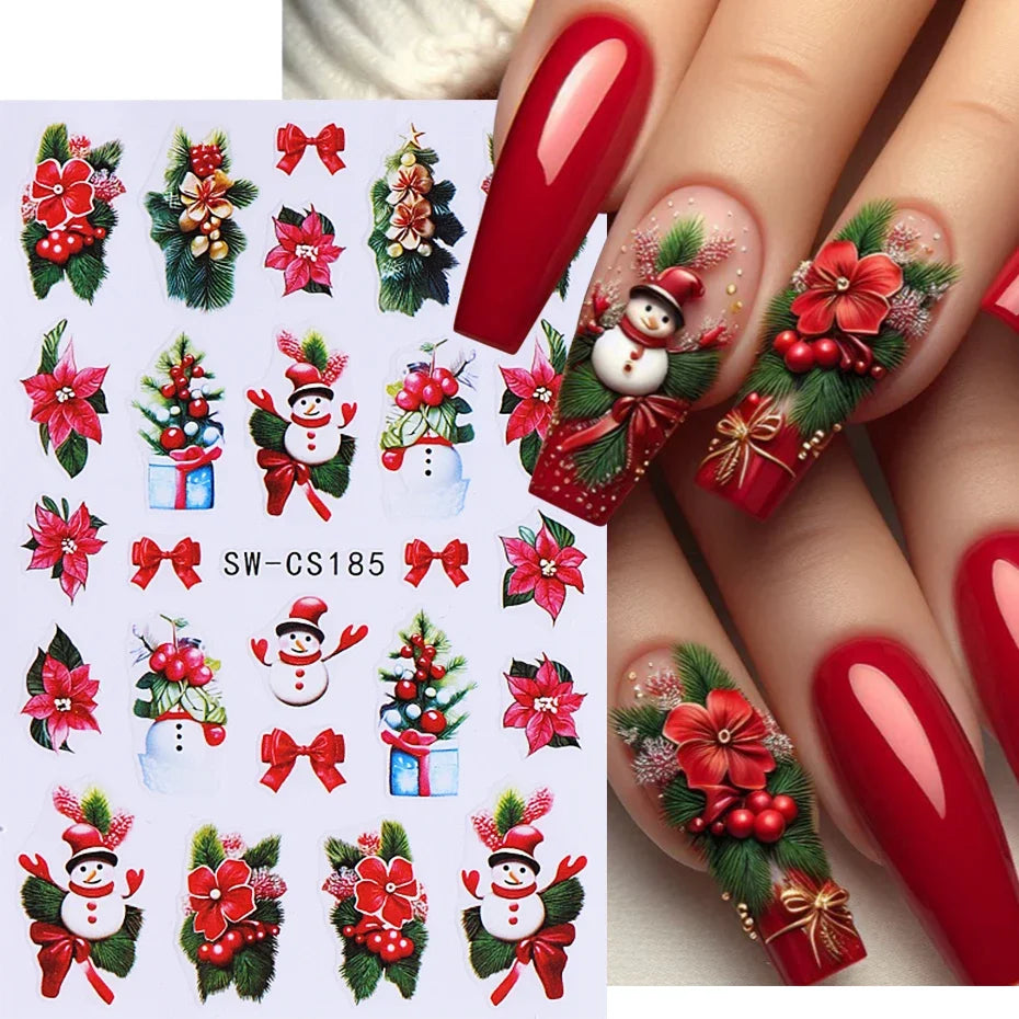 Festive Christmas Holiday Nail Art Decals - 2