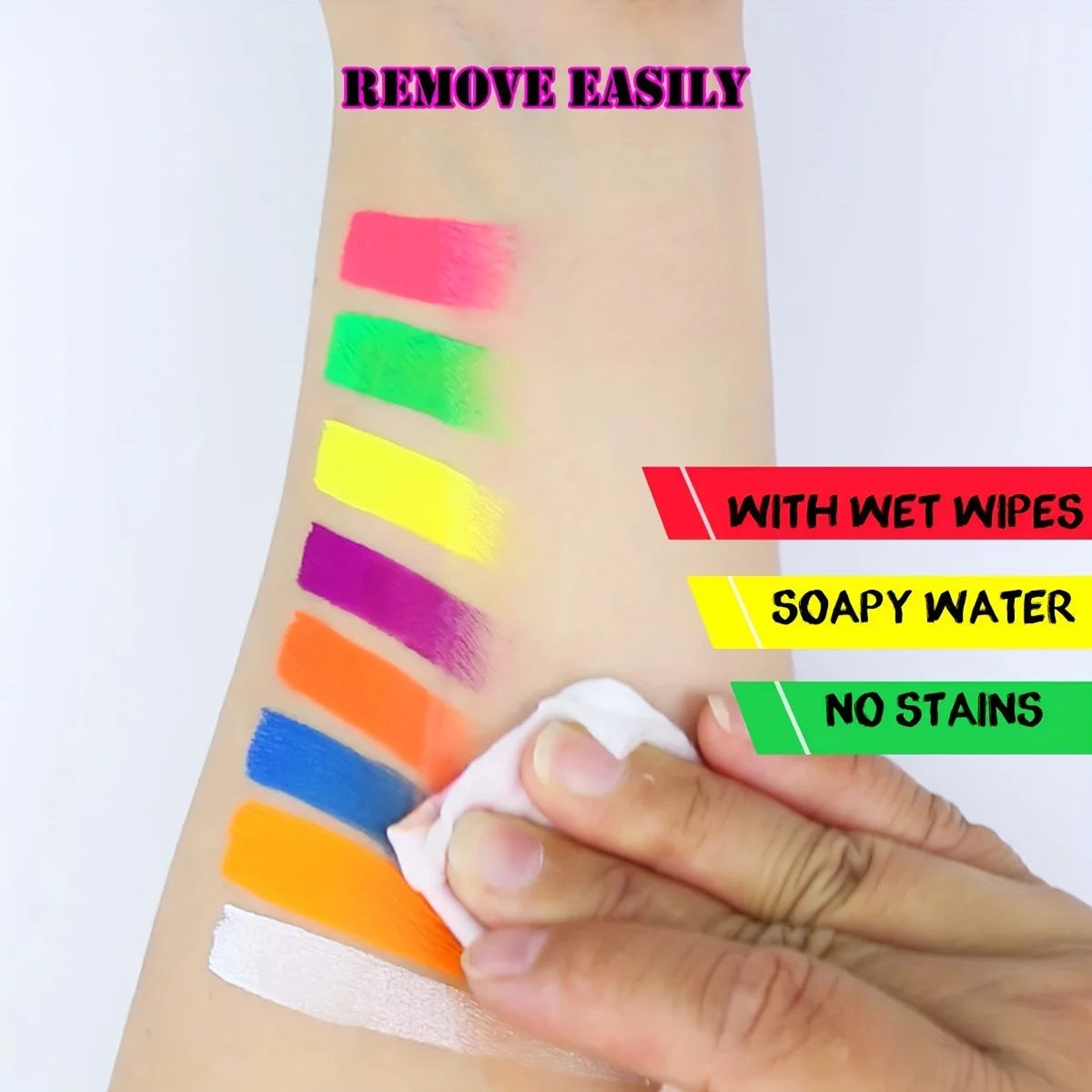 UV Glow Rainbow Face and Body Paint Palette