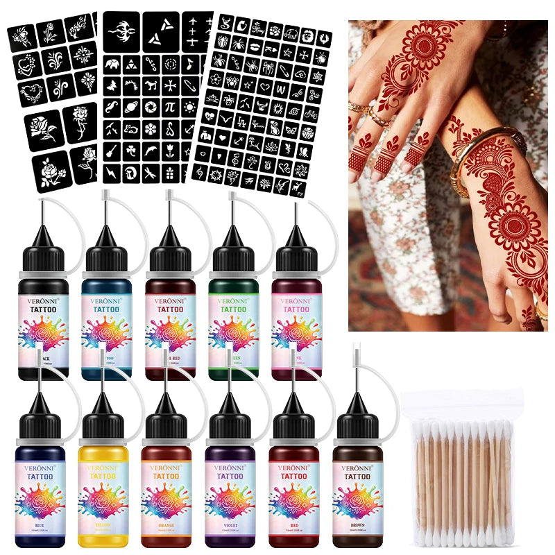 DIY Temporary Tattoo Ink Set with Stencils