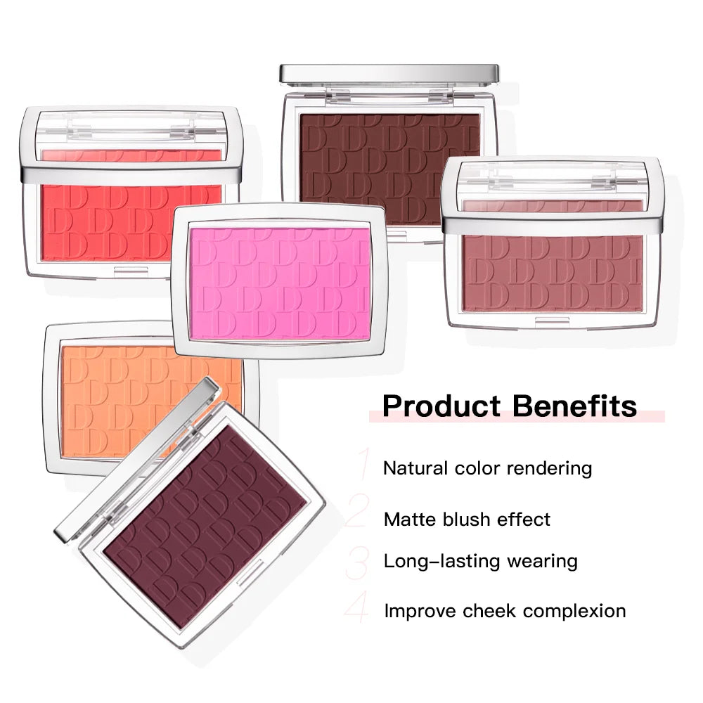 Matte Embossed Blush Palette with Professional Brush