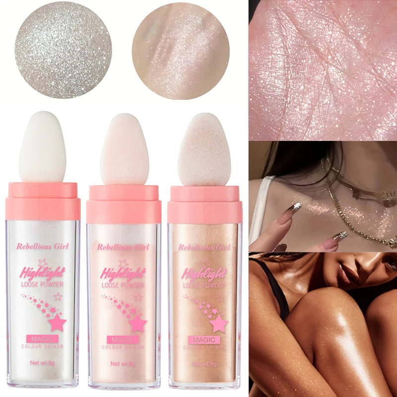 Shimmering Face and Body Highlighter Patting Powder