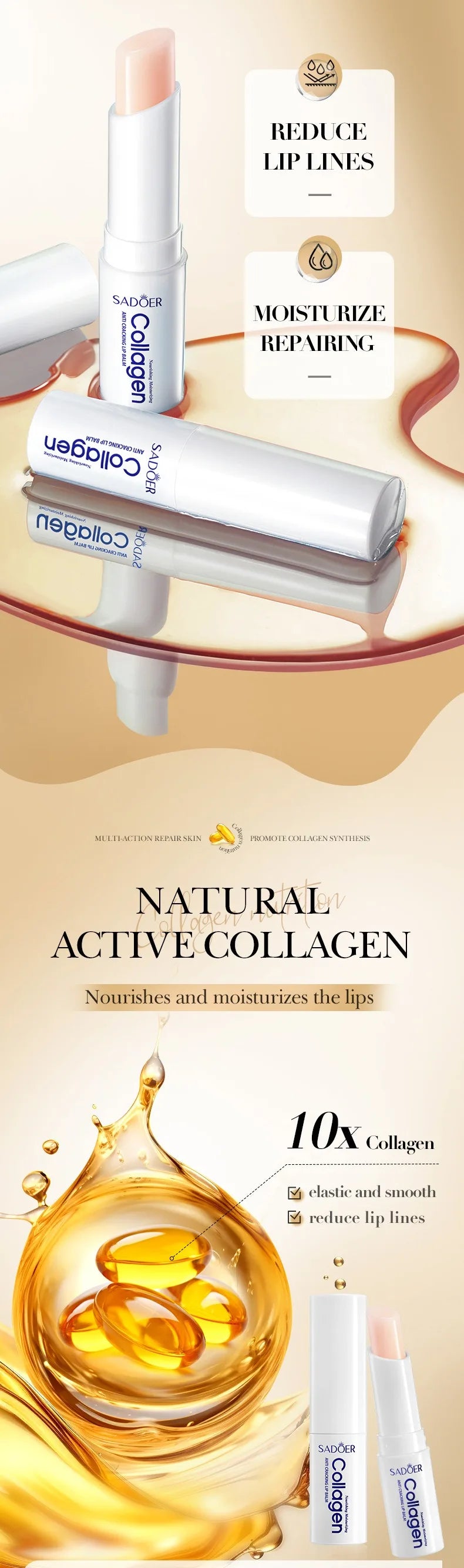 Hydrating Collagen Lip Balm for Chapped Lips