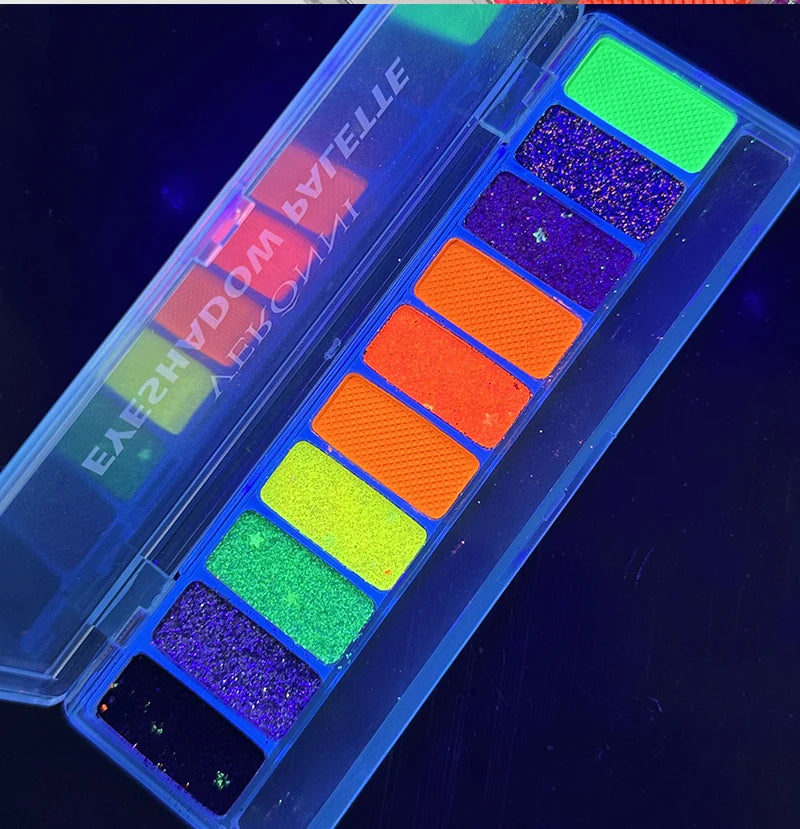 10-Color Neon UV Glow-in-the-Dark Face and Eye Makeup Palette - 16
