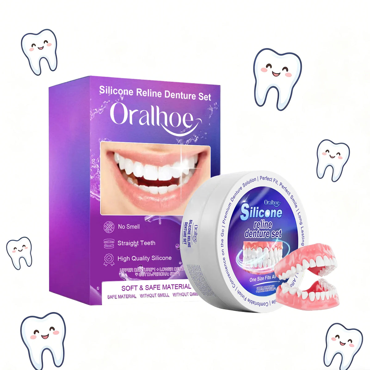 Comfortable Silicone Denture Reline and Fitting Set