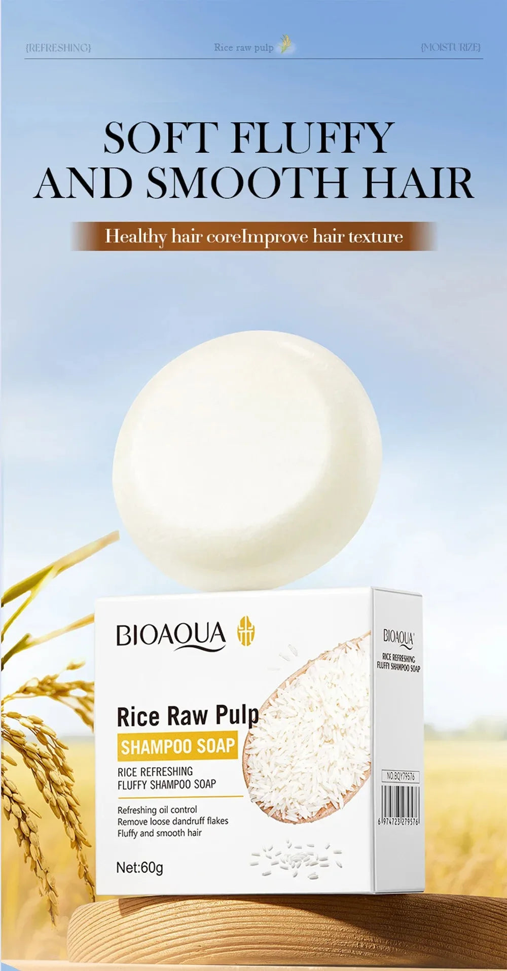 Rice Water Nourishing Solid Shampoo Bar for Deep Hair Cleansing