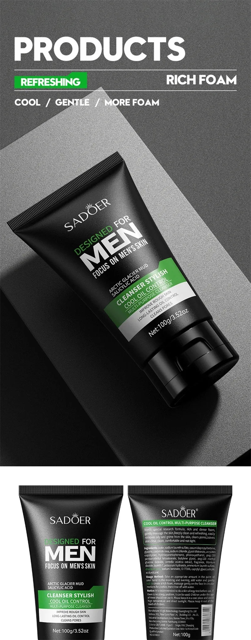 Oil Control Facial Cleanser for Men