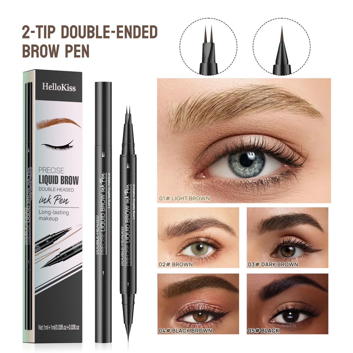 Double-Ended Waterproof Liquid Eyebrow Pen