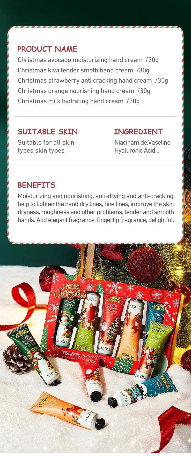 Festive Christmas Hand Cream Set for Deep Hydration - 8
